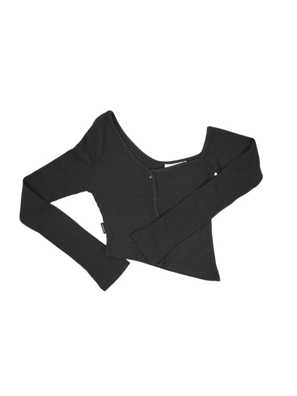 Threetimes One Shoulder Button Tee in Black